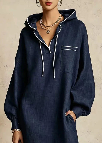 Women's Day Dress Hooded Drawstring Long Sleeve 2