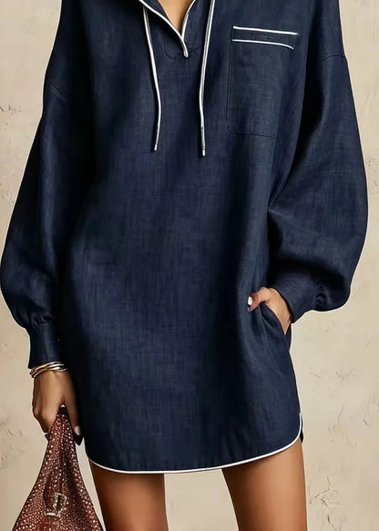 Women's Day Dress Hooded Drawstring Long Sleeve 3