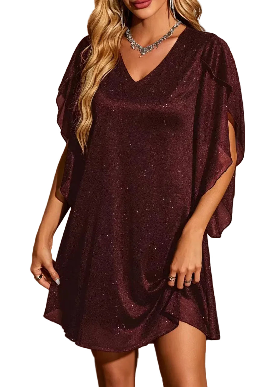 Women's Day Dress V Neck Sequined Summer Style 1