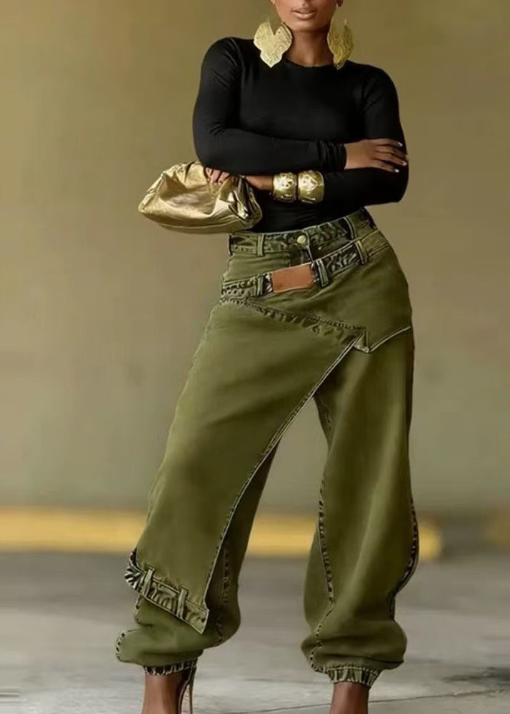 Women's Denim Pants Asymmetric Patchwork Style 3