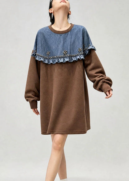 Women's Denim Top Ruffled Patchwork Design 2