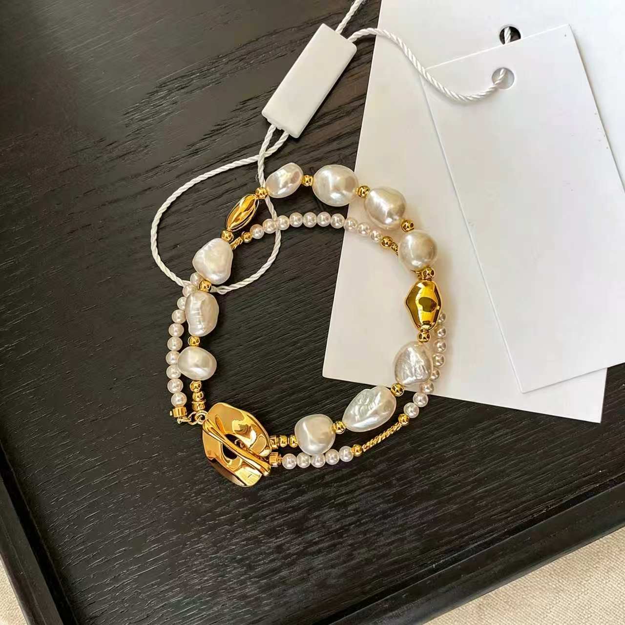 Women's Double Layer Charm Bracelet with Pearl Accents 3