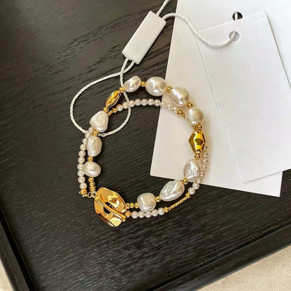 Women's Double Layer Charm Bracelet with Pearl Accents 3