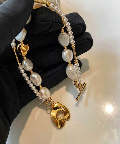 Women's Double Layer Charm Bracelet with Pearl Accents 4