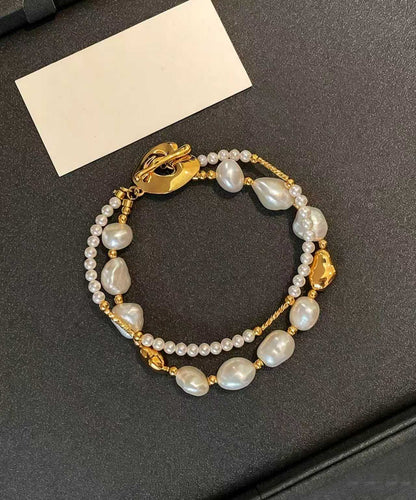 Women's Double Layer Charm Bracelet with Pearl Accents 7
