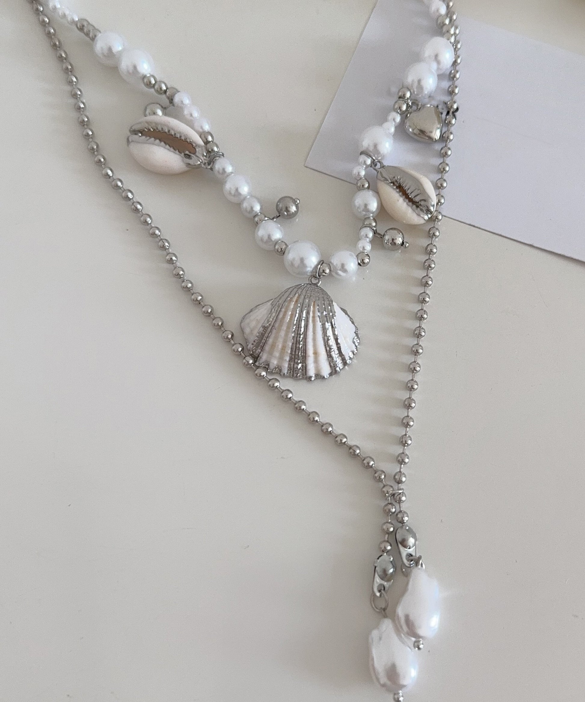 Women's Double Layer Pendant Necklace Modern Colorblock Design 3