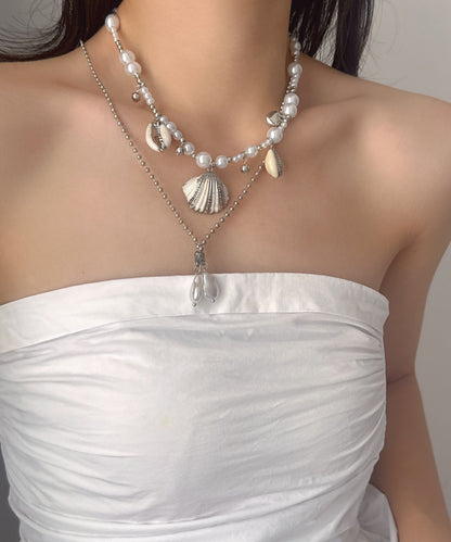 Women's Double Layer Pendant Necklace Modern Colorblock Design 4