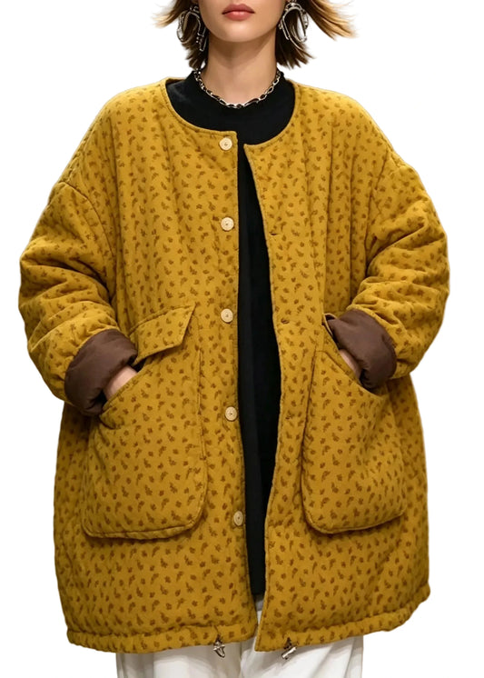 Women's Down Jacket Patchwork O-Neck Long Sleeve 0