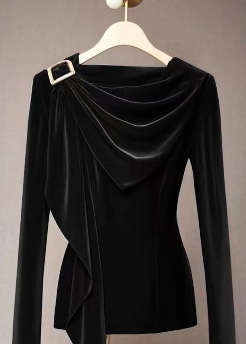 Women's Draped Cowl Neck Top Fall Style 3