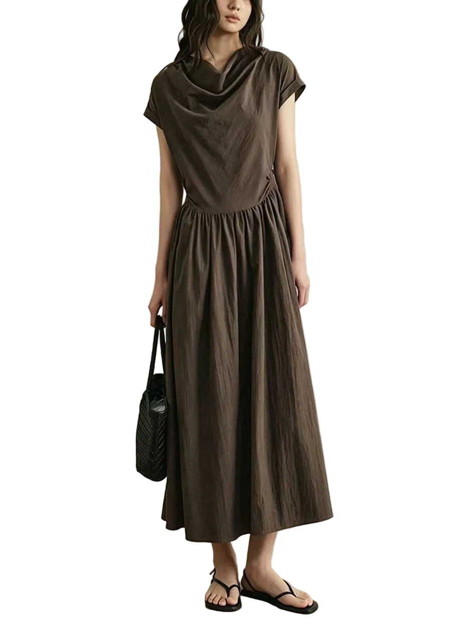 Women's Dress Cowl Neck Wrinkled Short Sleeve 0