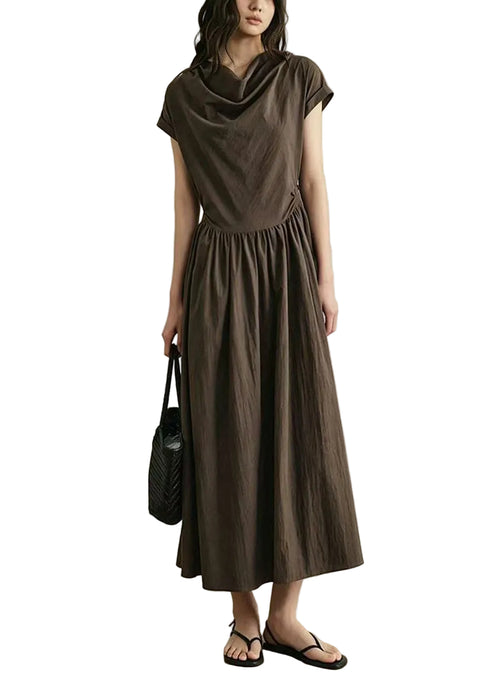 Women's Dress Cowl Neck Wrinkled Short Sleeve 0