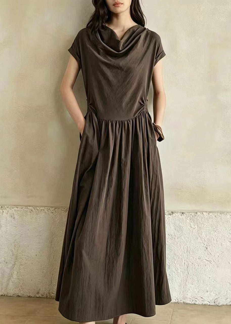Women's Dress Cowl Neck Wrinkled Short Sleeve 1