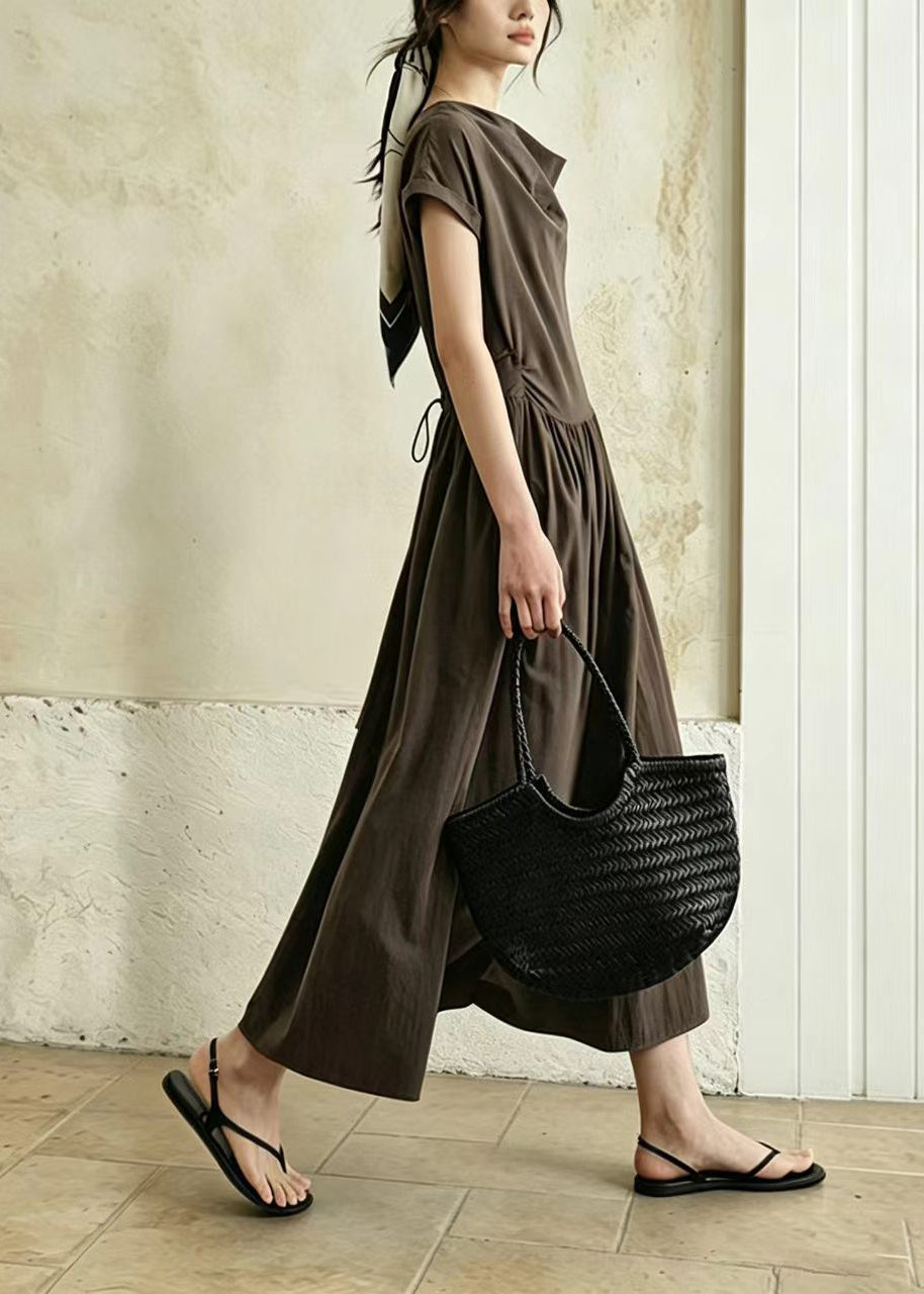 Women's Dress Cowl Neck Wrinkled Short Sleeve 2