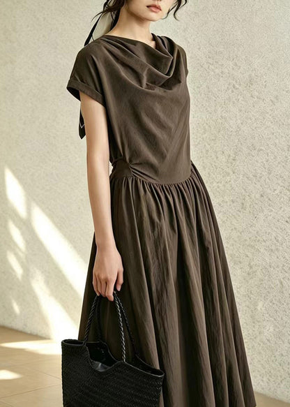 Women's Dress Cowl Neck Wrinkled Short Sleeve 3