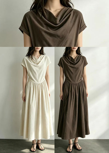 Women's Dress Cowl Neck Wrinkled Short Sleeve 4