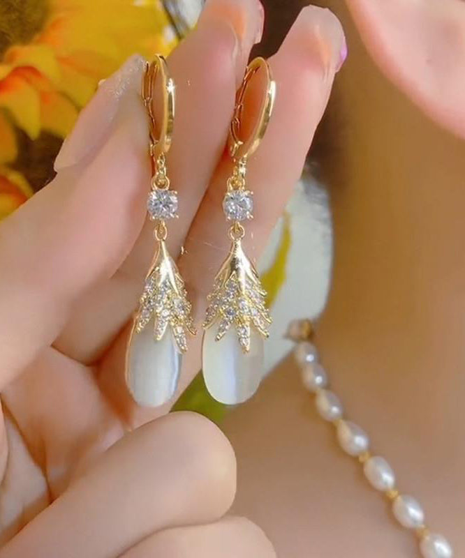 Women's Drop Earrings Cat's Eye Zircon Design 0