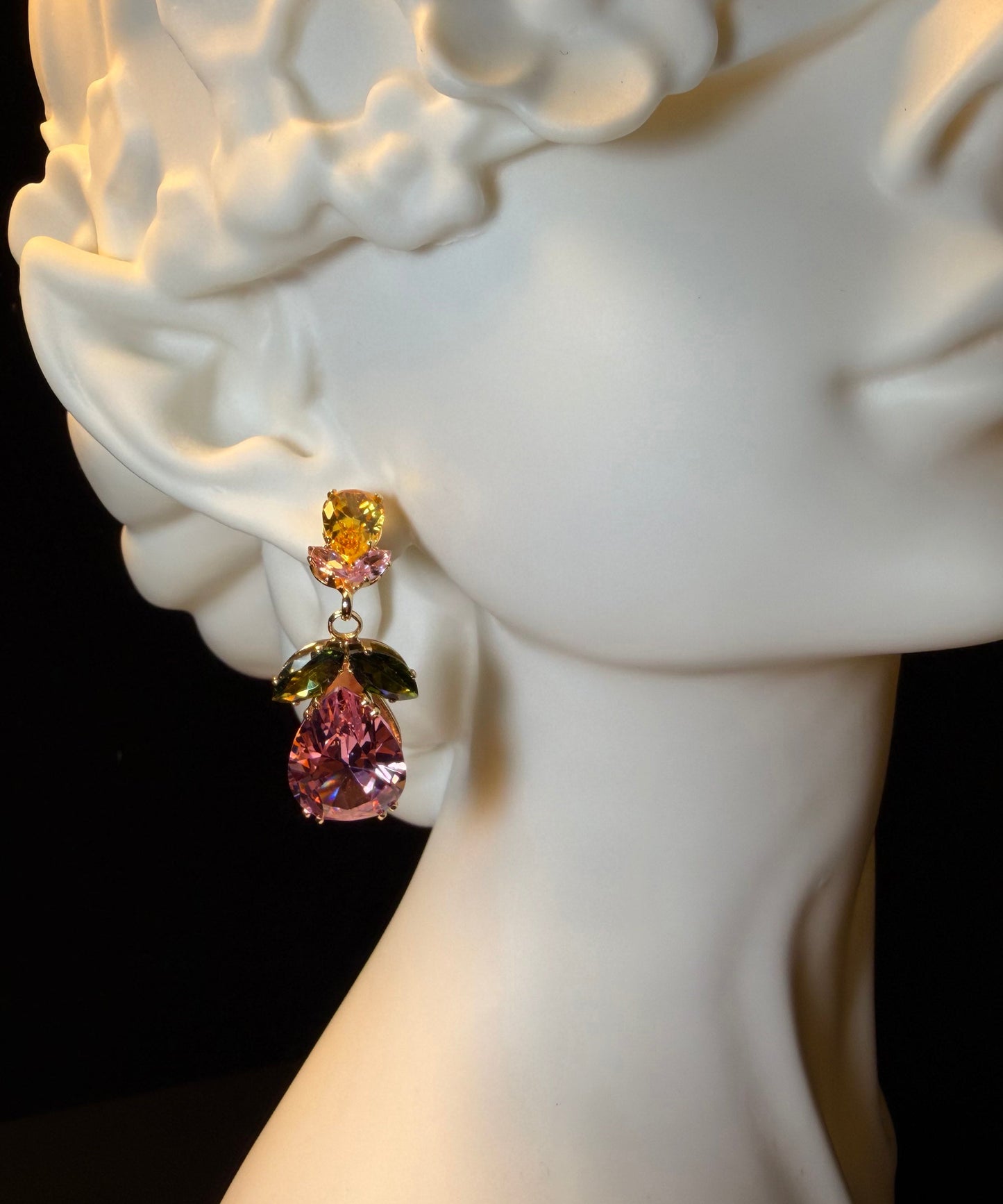 Women's Drop Earrings Floral Water Droplet Design 1