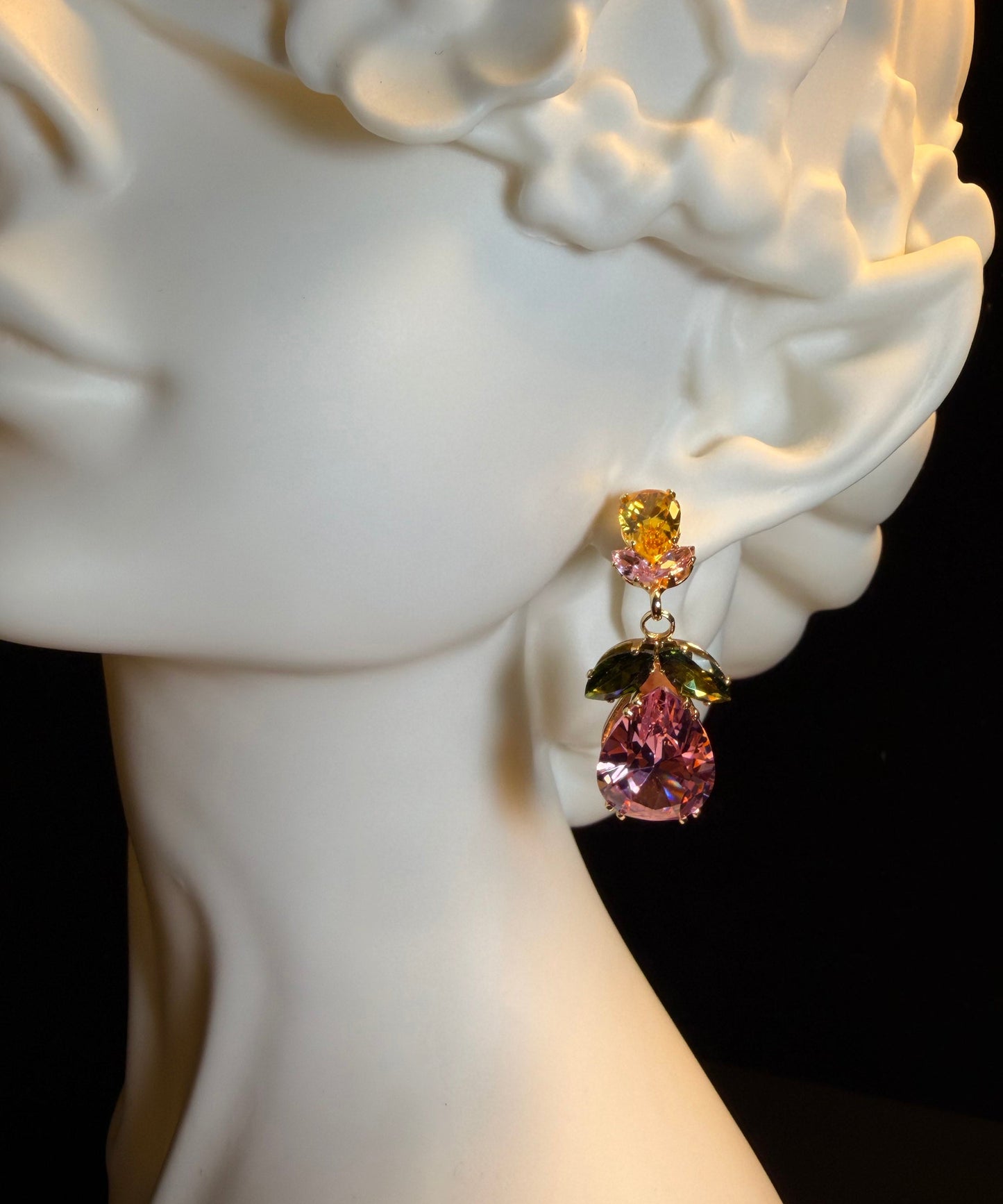 Women's Drop Earrings Floral Water Droplet Design 3