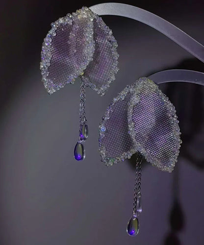 Women's Drop Earrings Mesh Leaf Teardrop Design 3