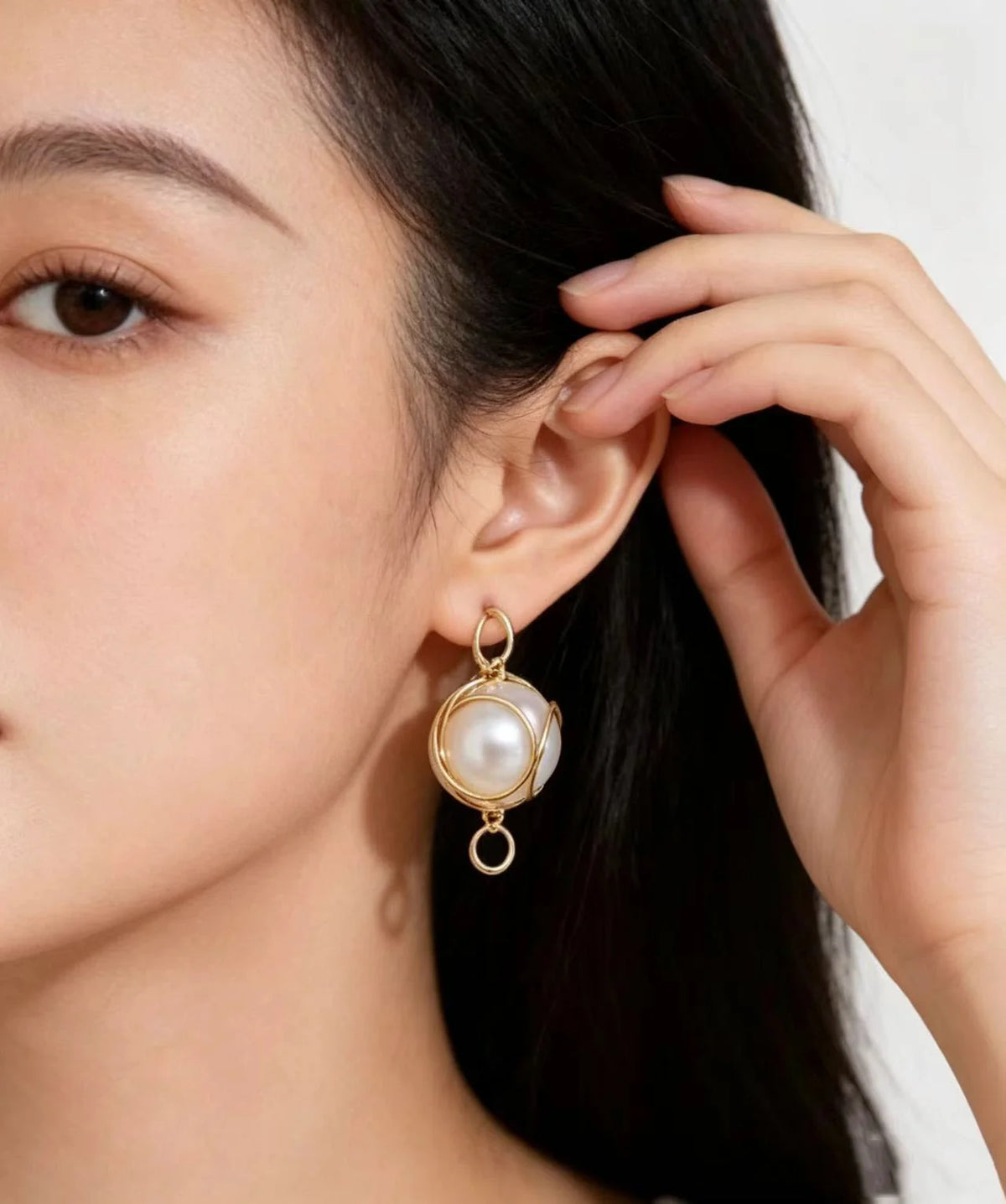 Women's Drop Earrings Pearl Accent Winding Design 1