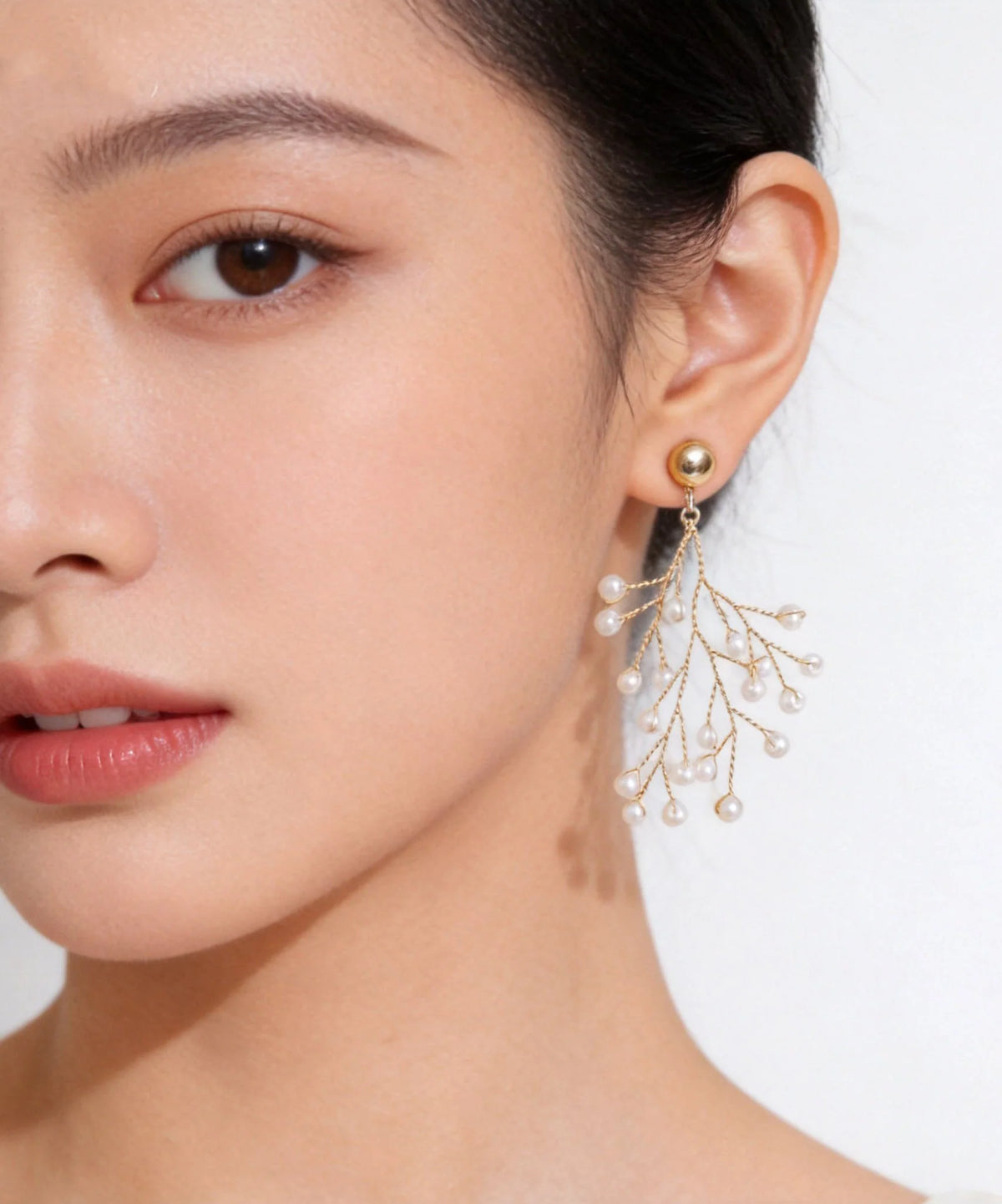 Women's Drop Earrings Pearl Vine Design 1