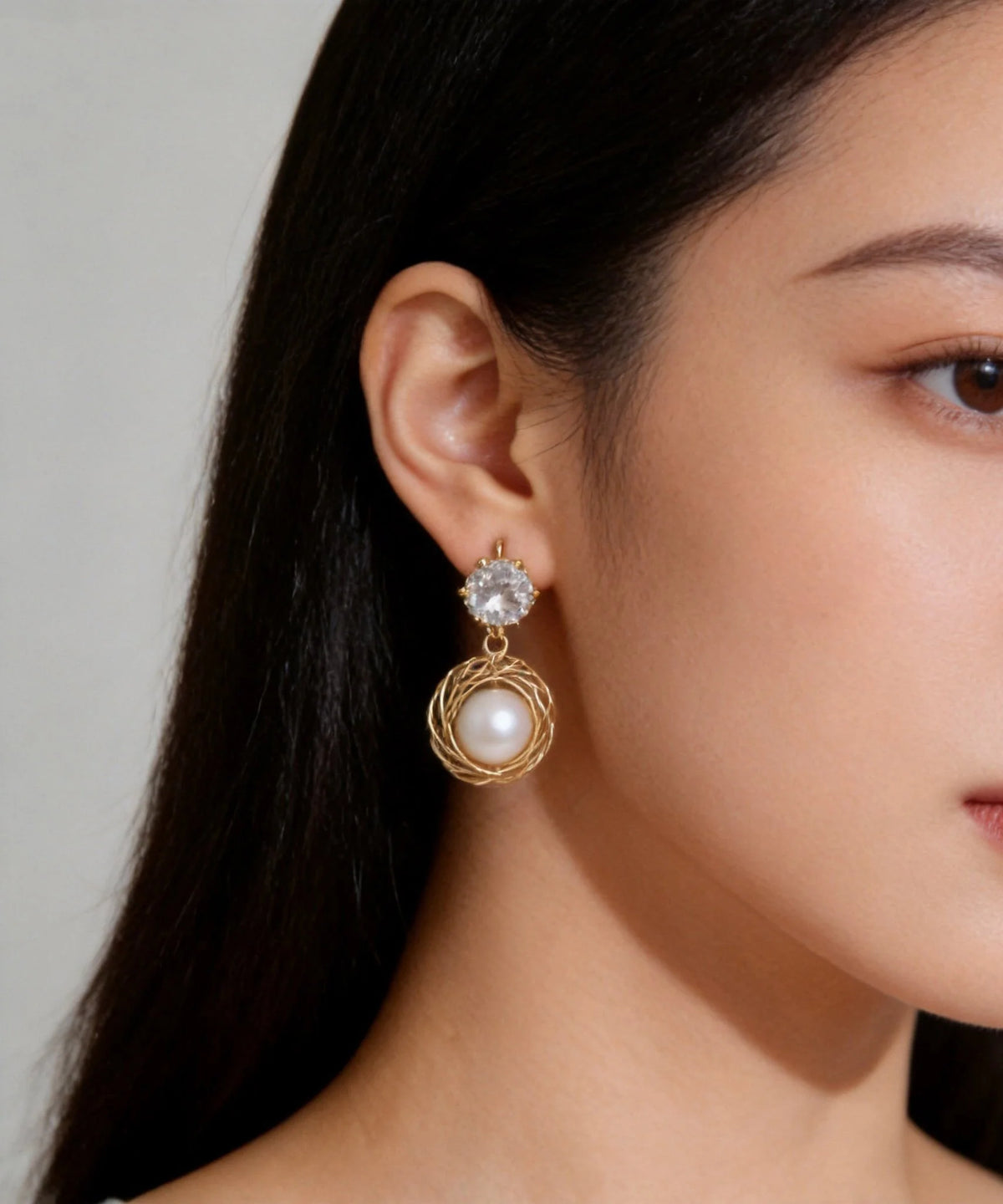 Women's Drop Earrings Pearl and Zircon Accent 0