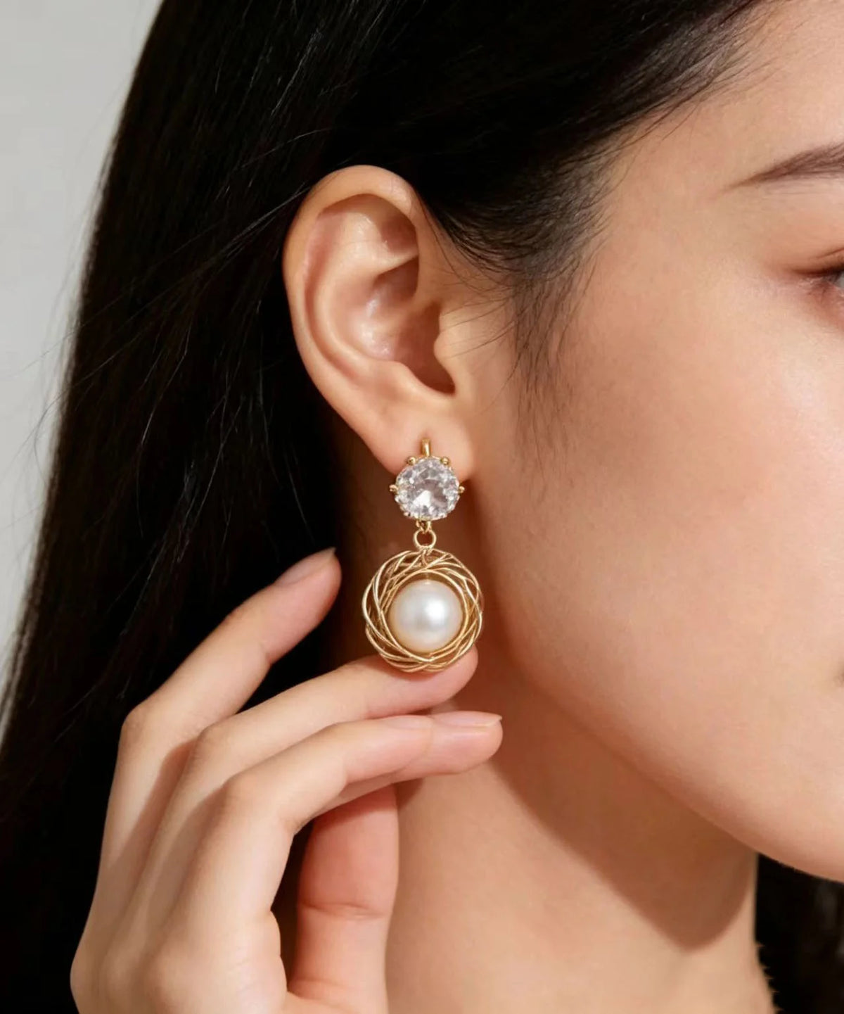 Women's Drop Earrings Pearl and Zircon Accent 1