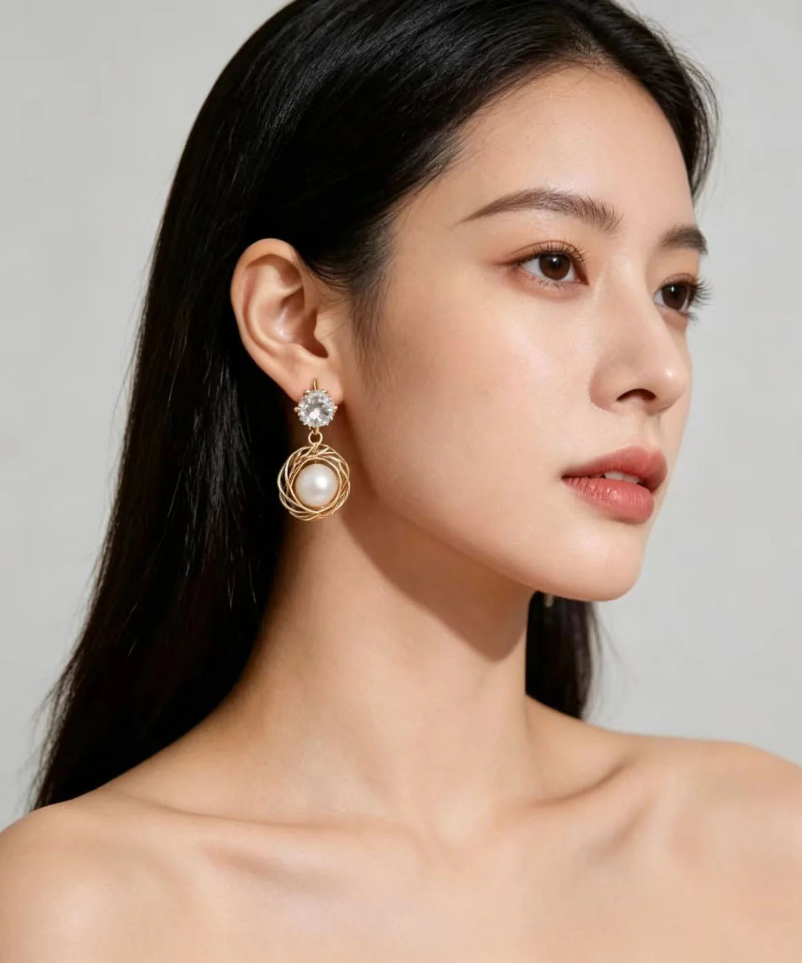 Women's Drop Earrings Pearl and Zircon Accent 2