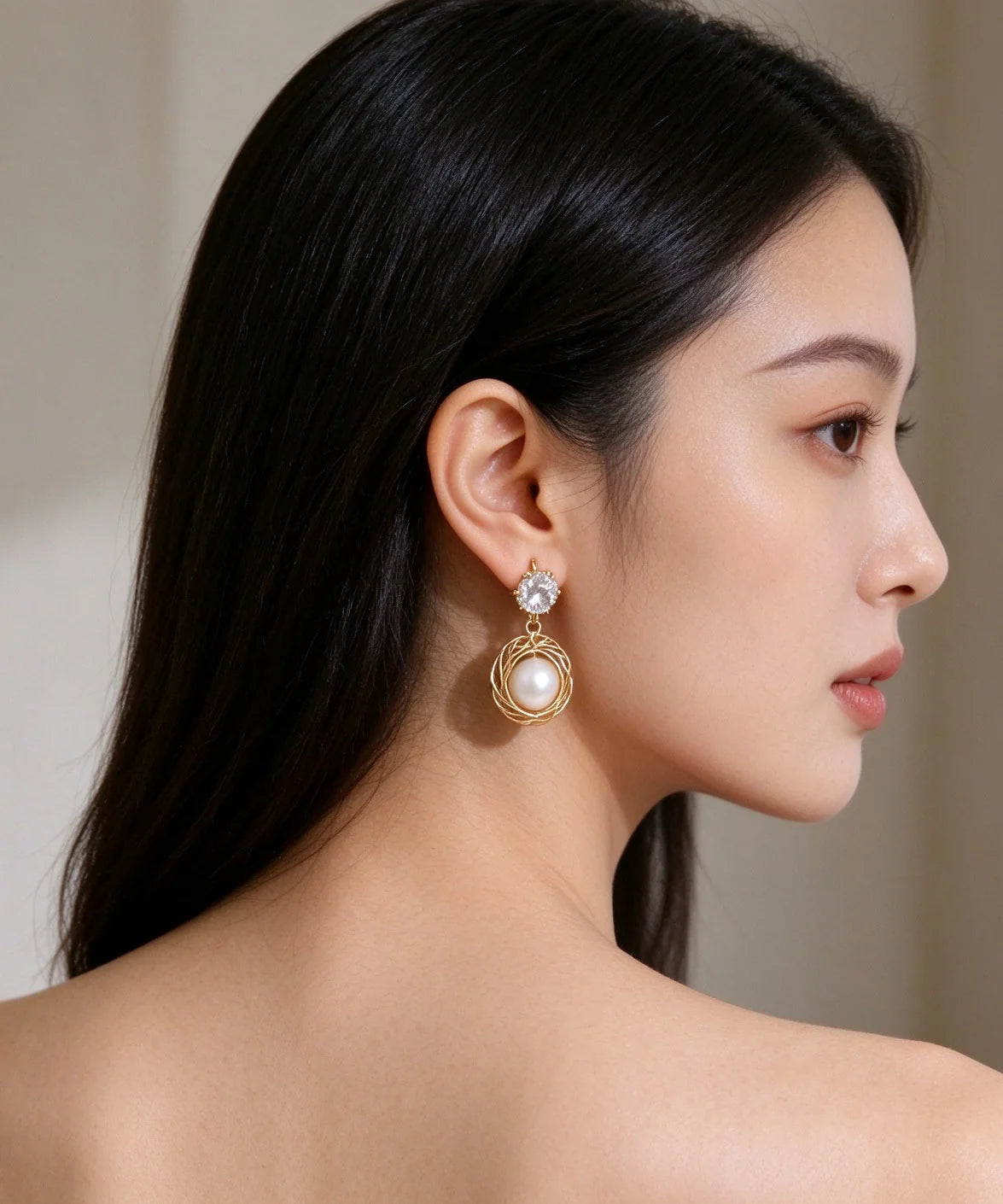 Women's Drop Earrings Pearl and Zircon Accent 4