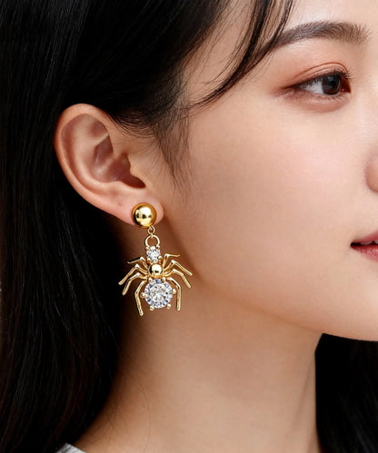 Women's Drop Earrings Spider Design with Zircon Accents 1