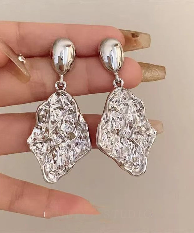 Women's Drop Earrings Wrinkled Metal Design 3