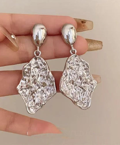 Women's Drop Earrings Wrinkled Metal Design 3