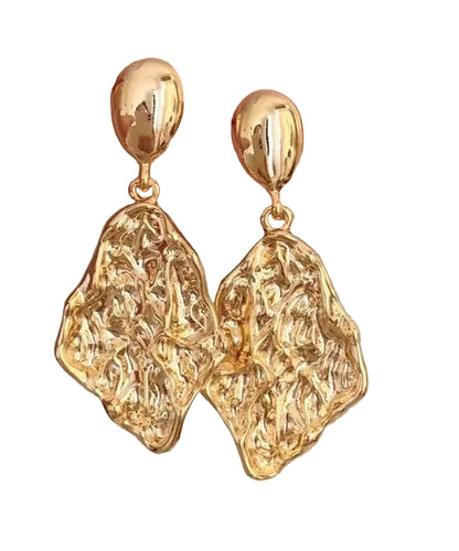 Women's Drop Earrings Wrinkled Metal Design 4