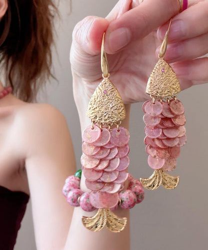 Women's Drop Earrings with Tassel and Fish Scale Design 1