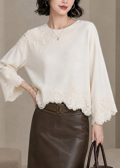 Women's Embroidered Lace Patchwork Top Fall Style 3