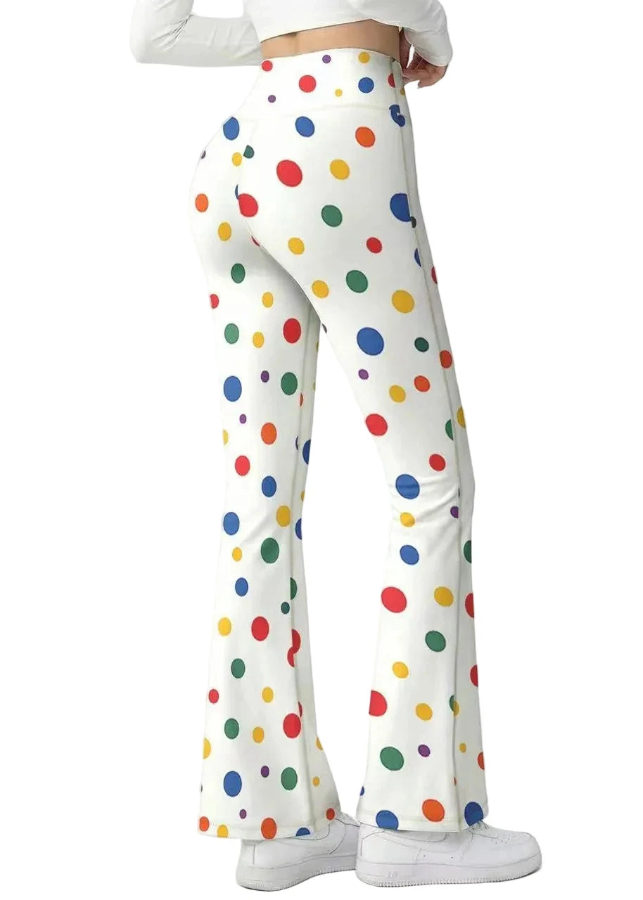 Women's Flare Yoga Pants High Waist Colorful Dot Design 0