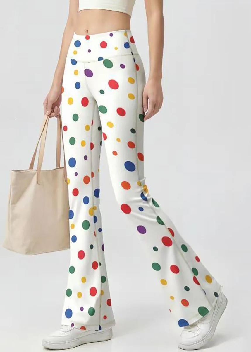 Women's Flare Yoga Pants High Waist Colorful Dot Design 1