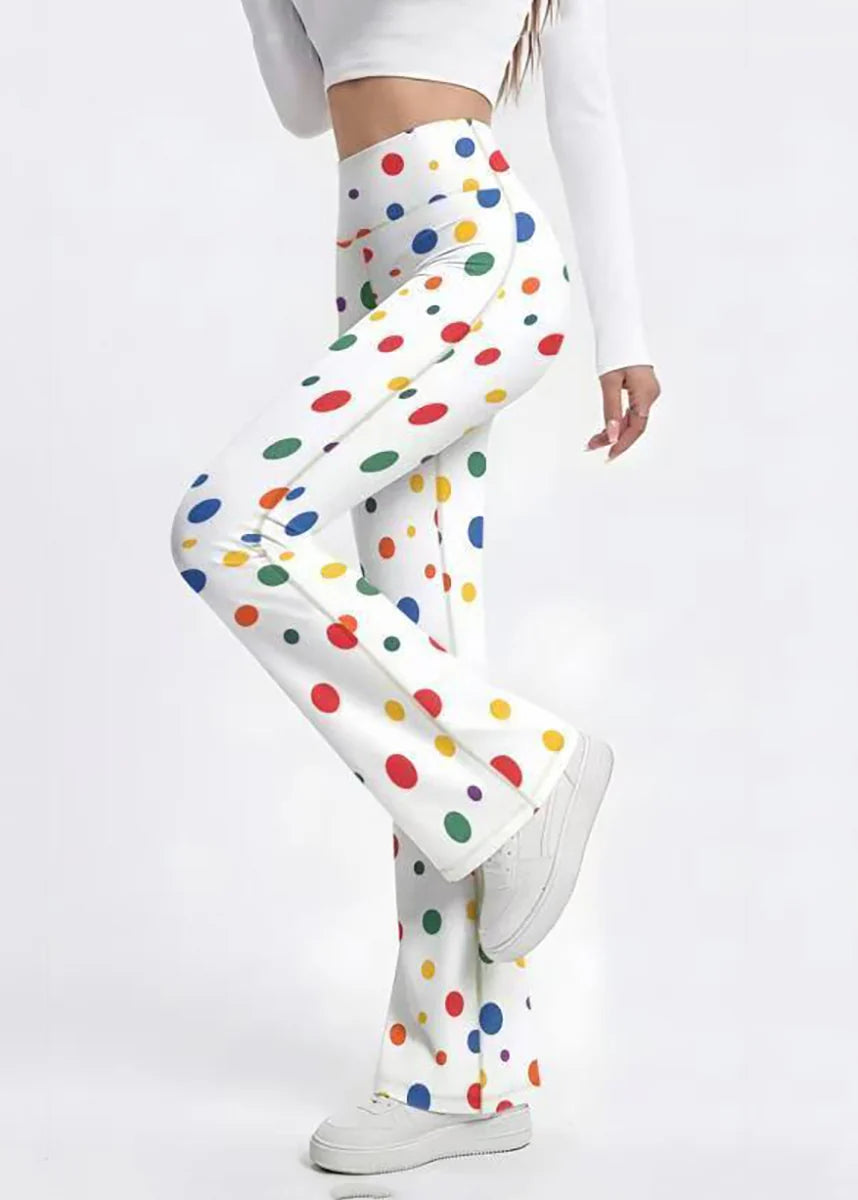 Women's Flare Yoga Pants High Waist Colorful Dot Design 3