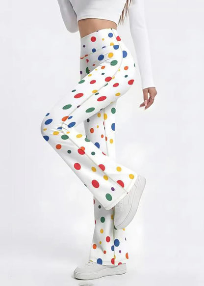 Women's Flare Yoga Pants High Waist Colorful Dot Design 3
