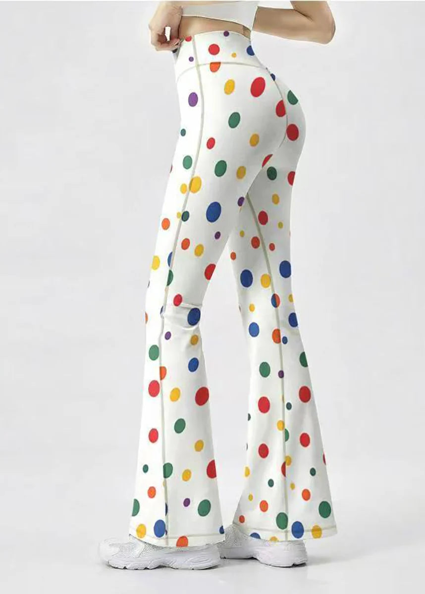 Women's Flare Yoga Pants High Waist Colorful Dot Design 4