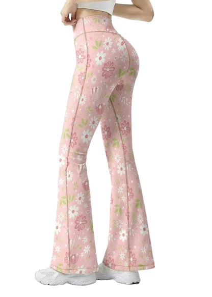 Women's Flare Yoga Pants High Waist Floral Print 0