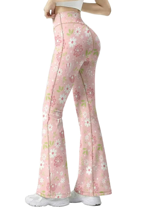 Women's Flare Yoga Pants High Waist Floral Print 0