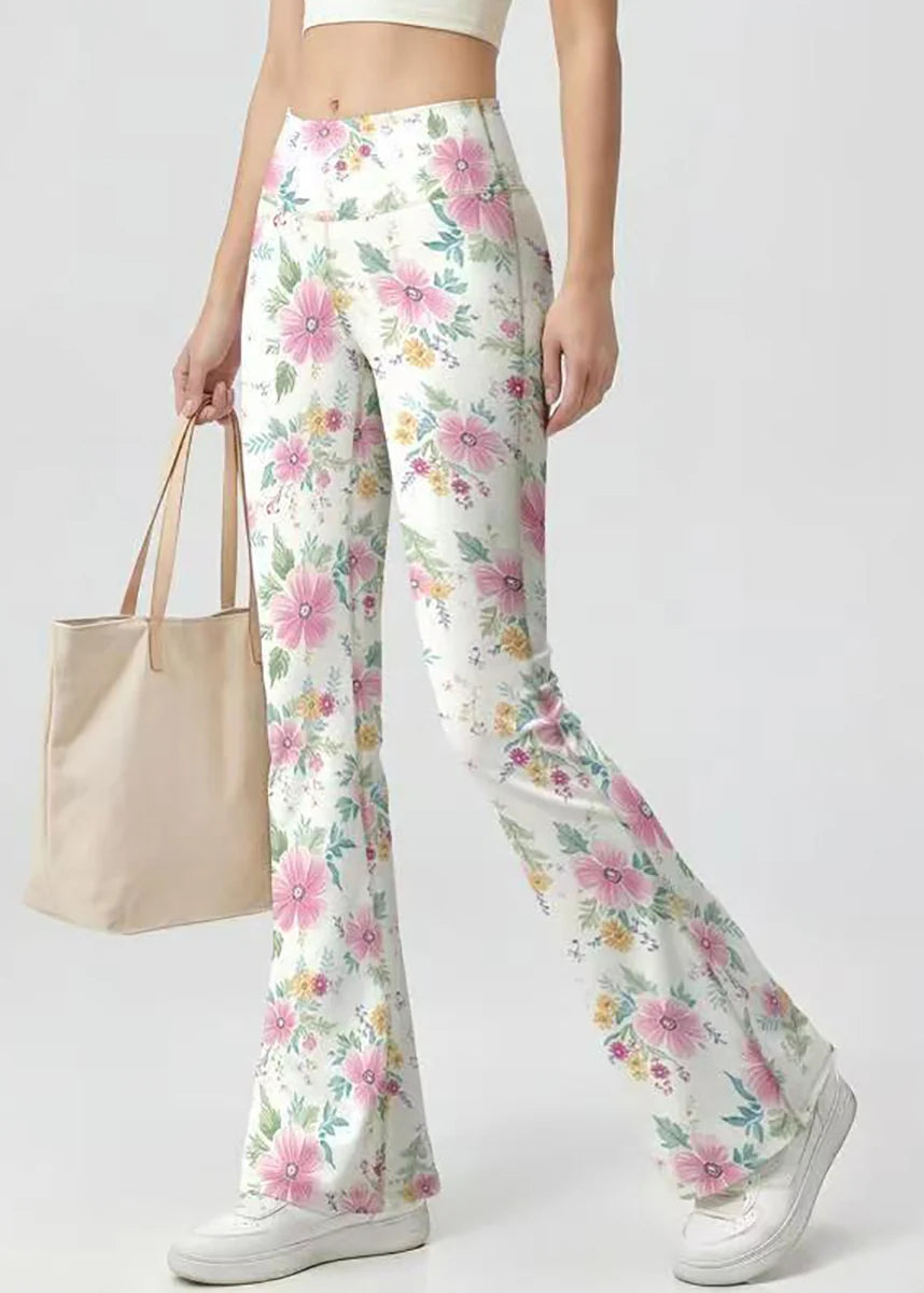 Women's Flare Yoga Pants High Waist Floral Print 1