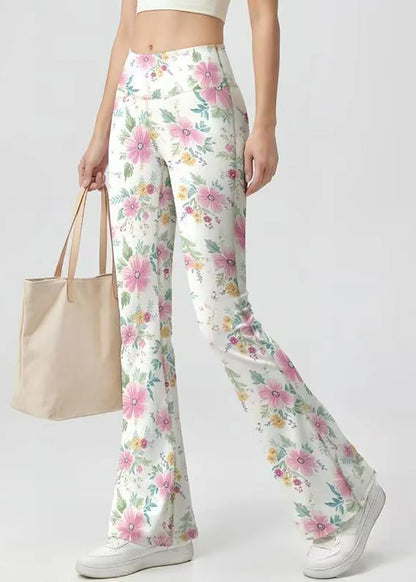 Women's Flare Yoga Pants High Waist Floral Print 1