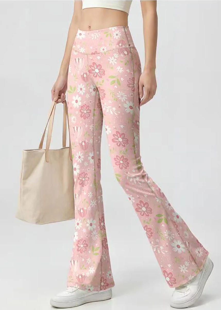 Women's Flare Yoga Pants High Waist Floral Print 1