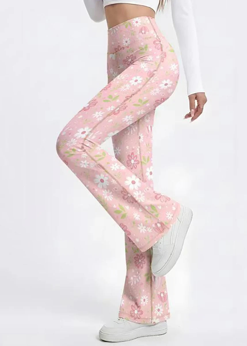 Women's Flare Yoga Pants High Waist Floral Print 2