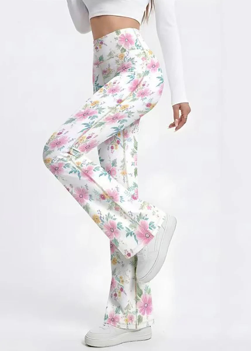 Women's Flare Yoga Pants High Waist Floral Print 3