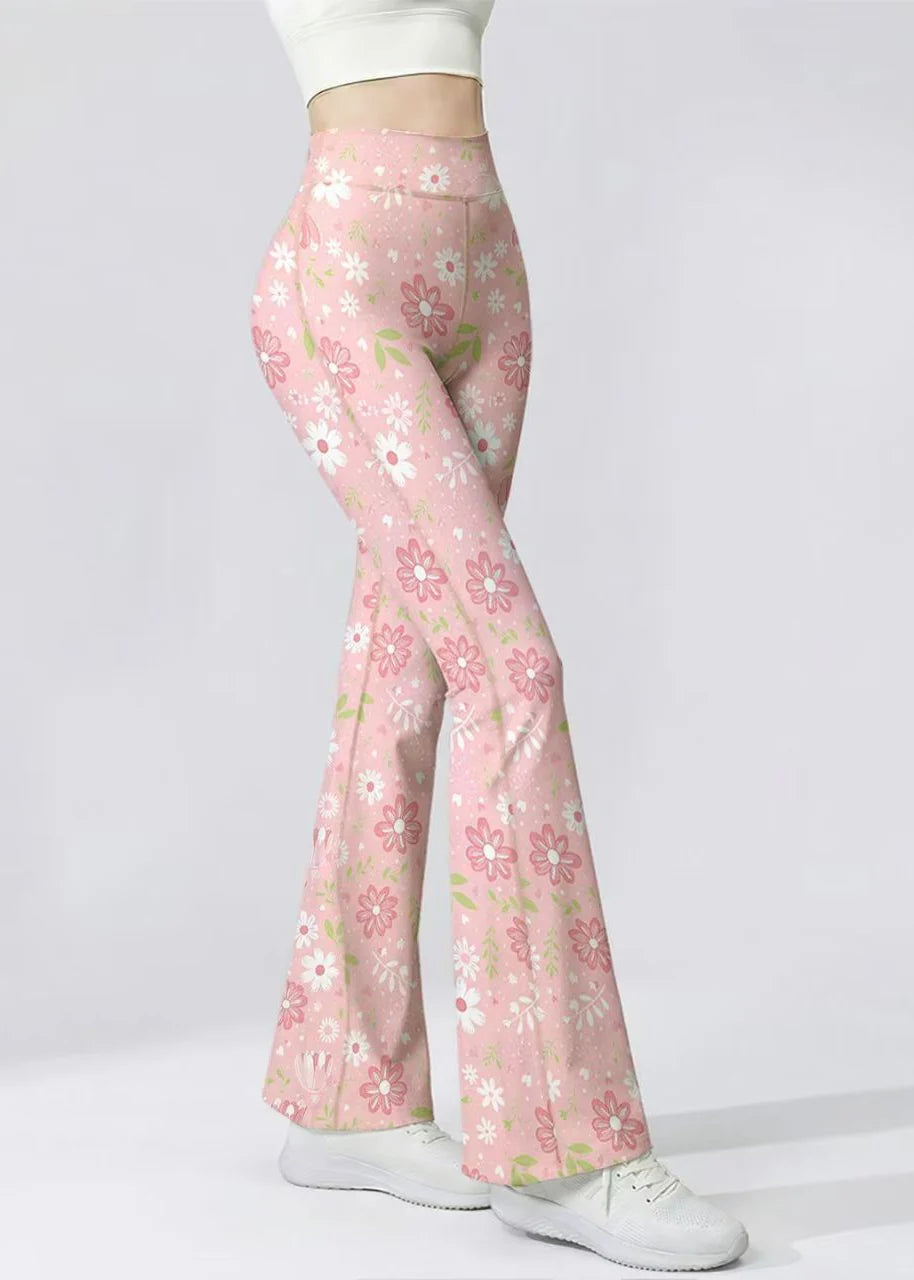 Women's Flare Yoga Pants High Waist Floral Print 3