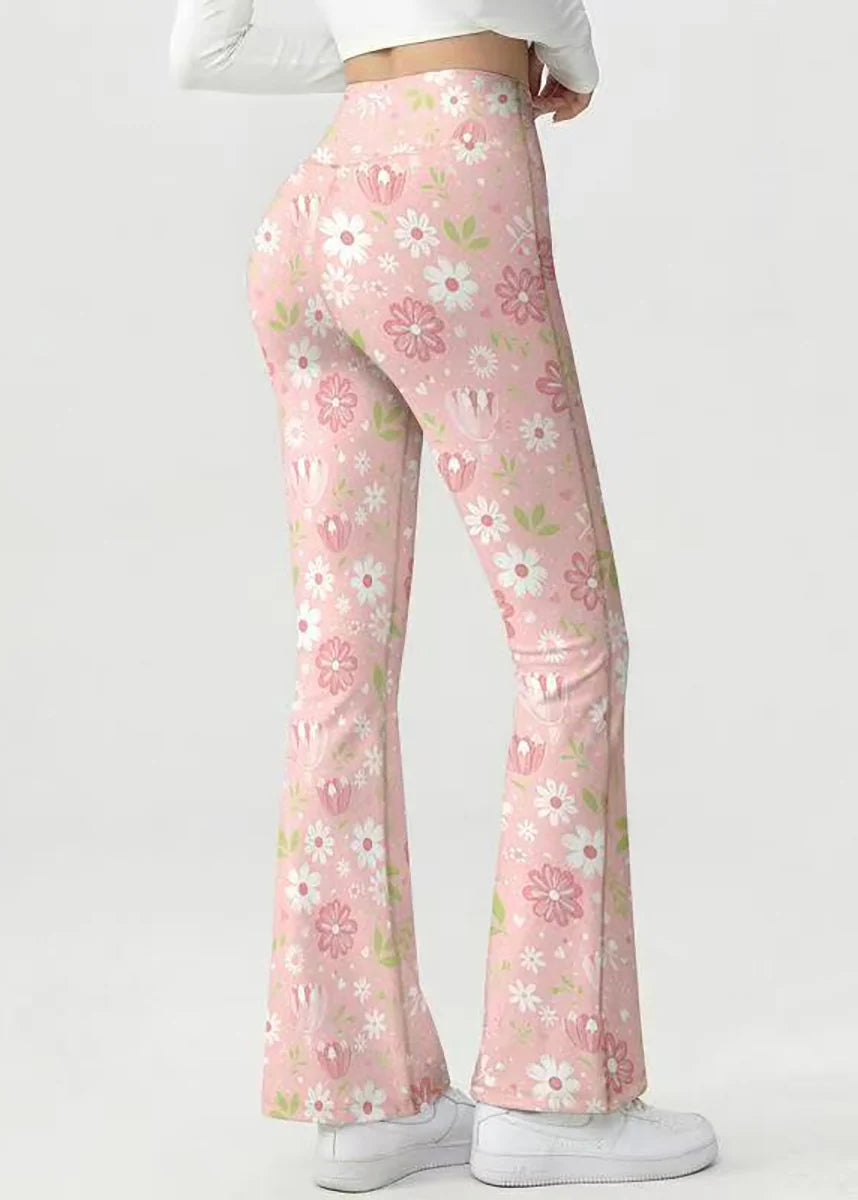 Women's Flare Yoga Pants High Waist Floral Print 4