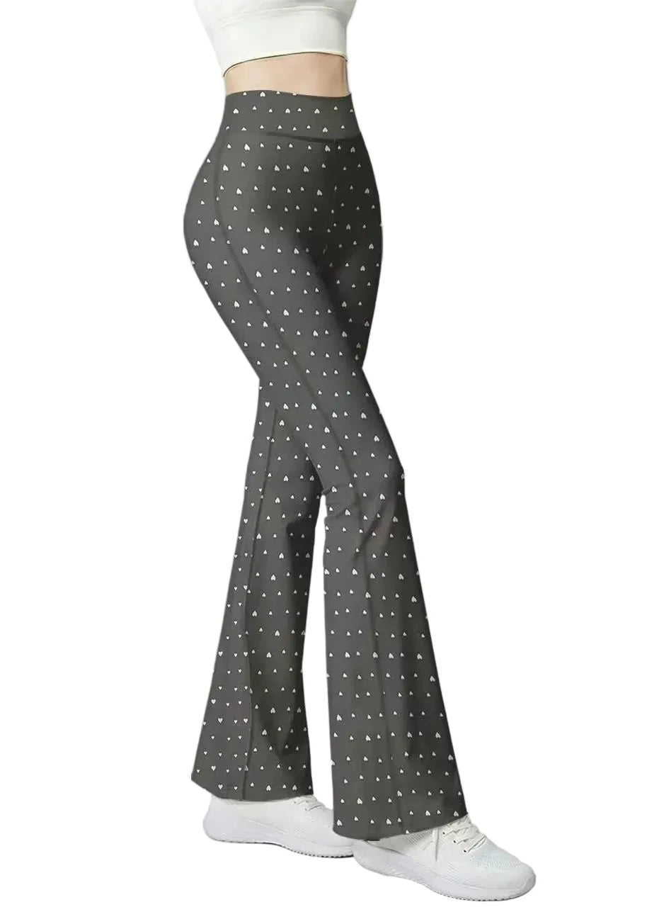 Women’s Flare Yoga Pants High Waist Heart Print 0